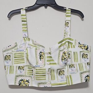 Antonia Melani Women's Top Size XL Fits 16 White Green Pink Cropped Sweetheart